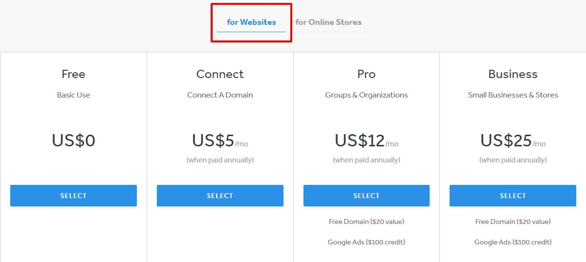 weebly-pricing-for-websites