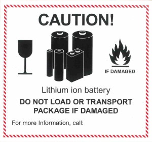 Lithium battery caution label
