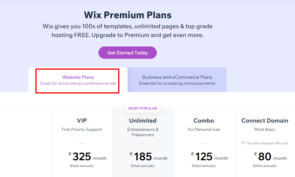 wix-website-plans