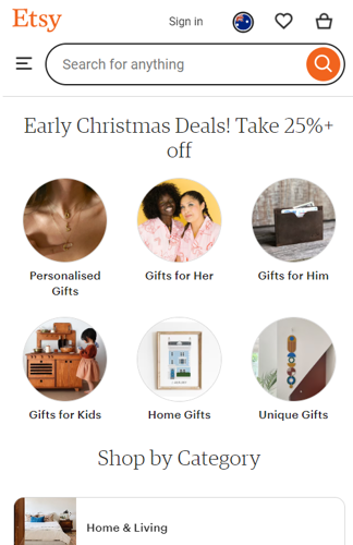 etsy home page